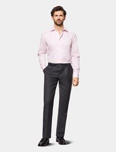 Slim Fit Pink Twill Non-Iron Curtis Shirt - Contrast Detail