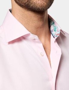 Slim Fit Pink Twill Non-Iron Curtis Shirt - Contrast Detail