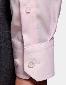 Slim Fit Pink Twill Non-Iron Curtis Shirt - Contrast Detail