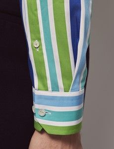 Blue & Green Stripe Slim Shirt
