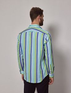 Blue & Green Stripe Slim Shirt