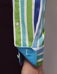 Blue & Green Stripe Slim Shirt