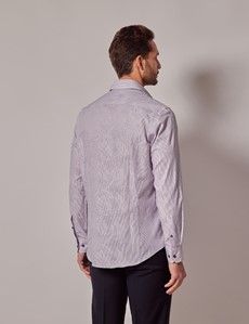 Slim Fit Purple & White Jacquard Floral Stripe Curtis Shirt