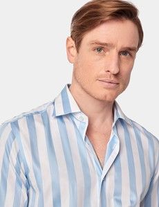 Slim Fit Blue & White Stripe Curtis Shirt