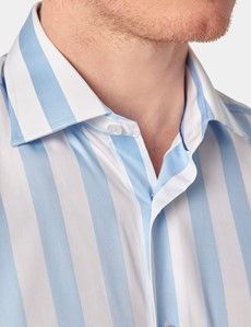 Slim Fit Blue & White Stripe Curtis Shirt