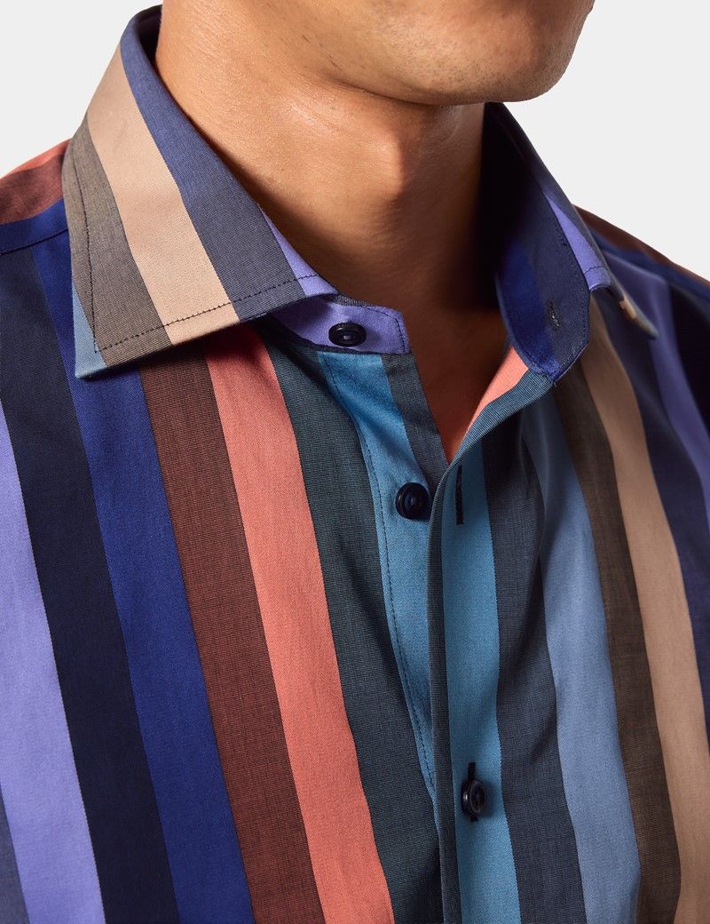 Slim Fit Purple & Brown Stripe Curtis Shirt-preview
