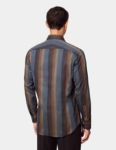 Slim Fit Grey & Brown Stripe Curtis Shirt