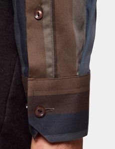 Slim Fit Grey & Brown Stripe Curtis Shirt