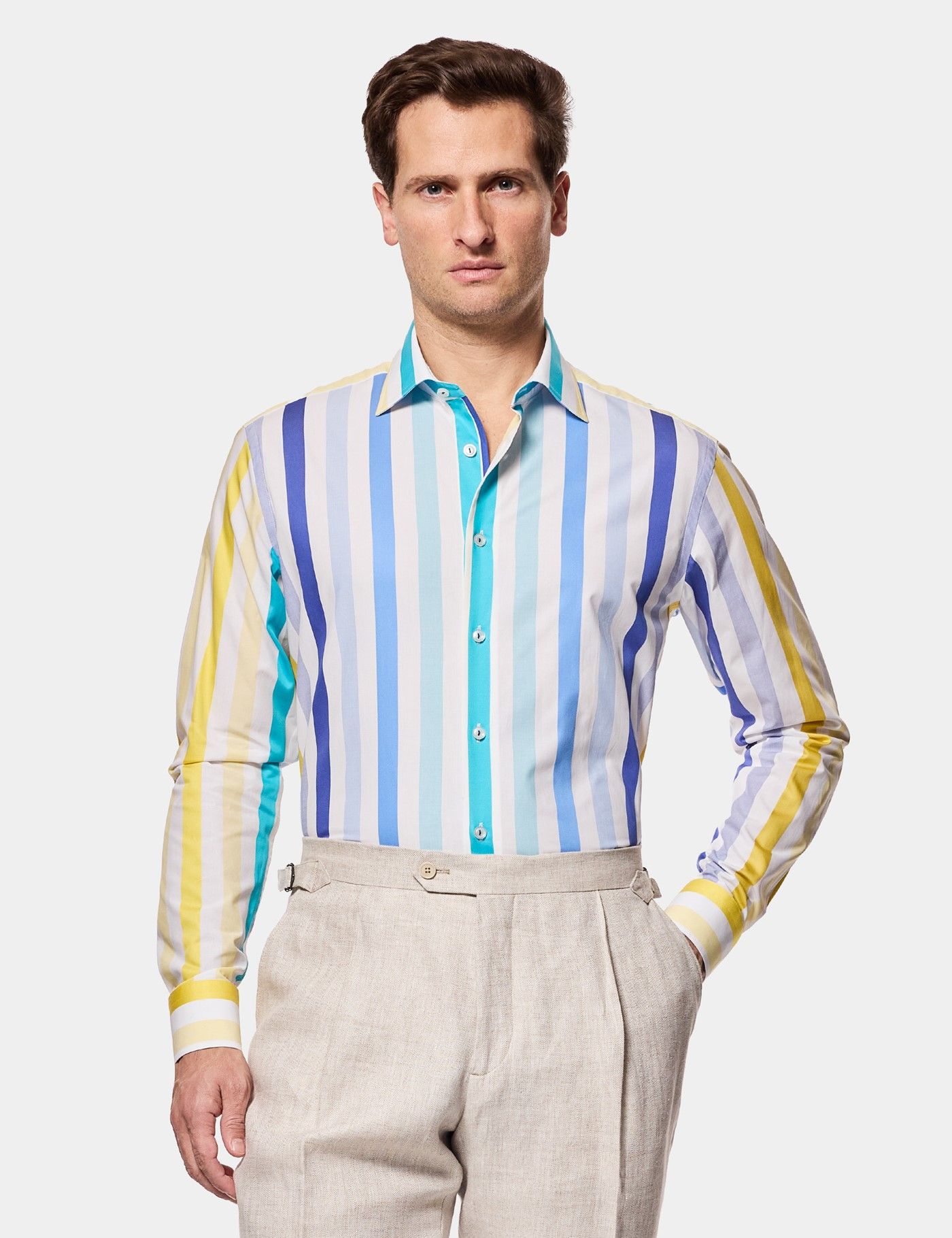 Slim Fit Light Blue Jacquard Paisley Curtis Shirt