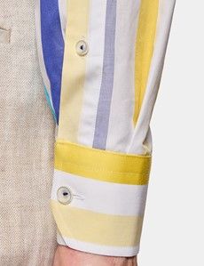 Slim Fit Blue & Yellow Stripe Curtis Shirt
