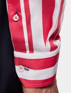 Slim Fit Red & White Stripe Curtis Shirt