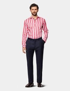 Slim Fit Red & White Stripe Curtis Shirt