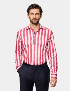 Slim Fit Red & White Stripe Curtis Shirt