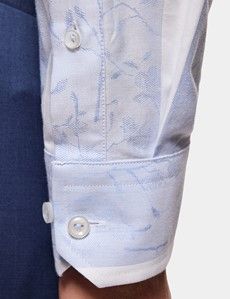 Slim Fit Blue & White Jacquard Stripe Curtis Shirt