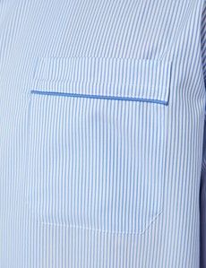 Blue & White Bi-Colour Stripe Cotton Pyjamas-preview5