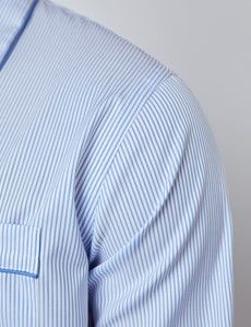 Blue & White Bi-Colour Stripe Cotton Pyjamas-preview4