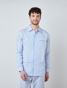 Blue & White Bi-Colour Stripe Cotton Pyjamas-preview1