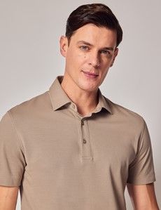 Taupe Mercerised Pique Polo Shirt - Short Sleeve-preview2