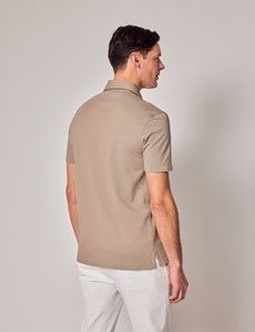 Taupe Mercerised Pique Polo Shirt - Short Sleeve-preview3