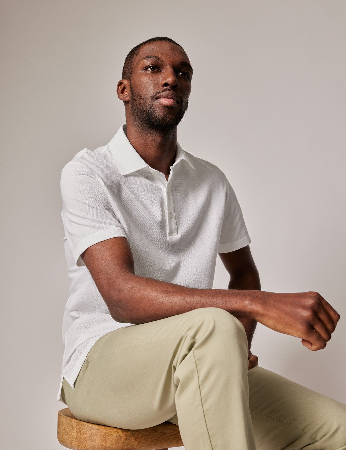 White Pique Slim Polo Shirt Short Sleeve Hawes and Curtis