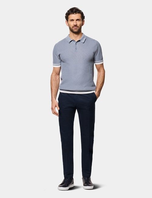 Navy Linen Drawstring Trousers - Machine Washable