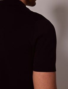 Black Open Collar Knitted Cotton Polo Shirt – Short Sleeve-preview4