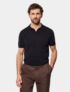 Black Premium Knit Polo Shirt