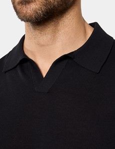 Black Premium Knit Polo Shirt