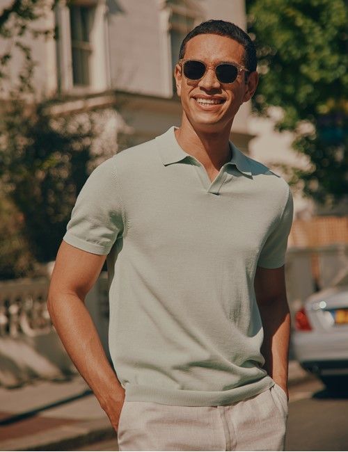 Light Green Open Collar Knitted Cotton Polo Shirt – Short Sleeve-preview