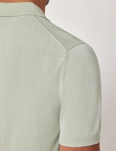 Slim Fit Light Green Open Collar Knitted Polo Shirt-preview5