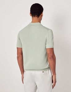 Slim Fit Light Green Open Collar Knitted Polo Shirt-preview4