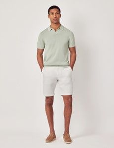 Slim Fit Light Green Open Collar Knitted Polo Shirt-preview6