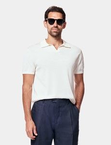 Cream Premium Knit Polo Shirt