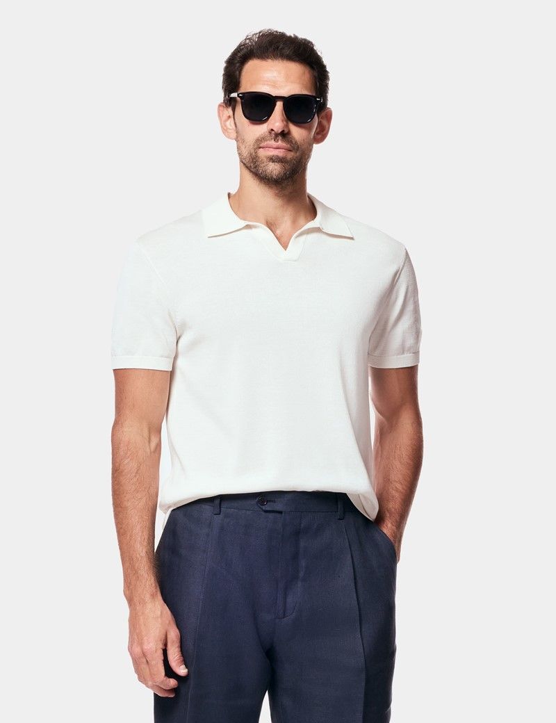Cream Premium Knit Polo Shirt