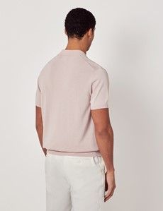 Dusky Pink Open Collar Knitted Polo Shirt