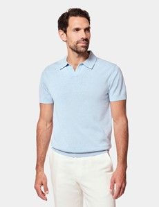 Pale Blue Premium Knit Polo Shirt