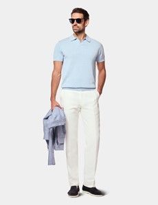 Pale Blue Premium Knit Polo Shirt