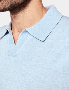 Pale Blue Premium Knit Polo Shirt