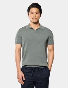 Dark Sage Premium Knit Polo Shirt