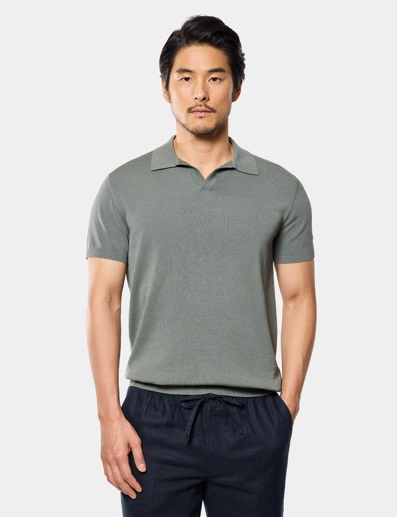 Dark Sage Premium Knit Polo Shirt