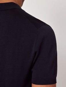 Slim Fit Midnight Navy Collar Knitted Polo Shirt-preview4