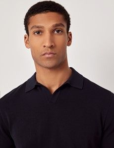 Slim Fit Midnight Navy Collar Knitted Polo Shirt-preview2