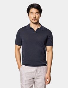 Midnight Navy Premium Knit Polo Shirt