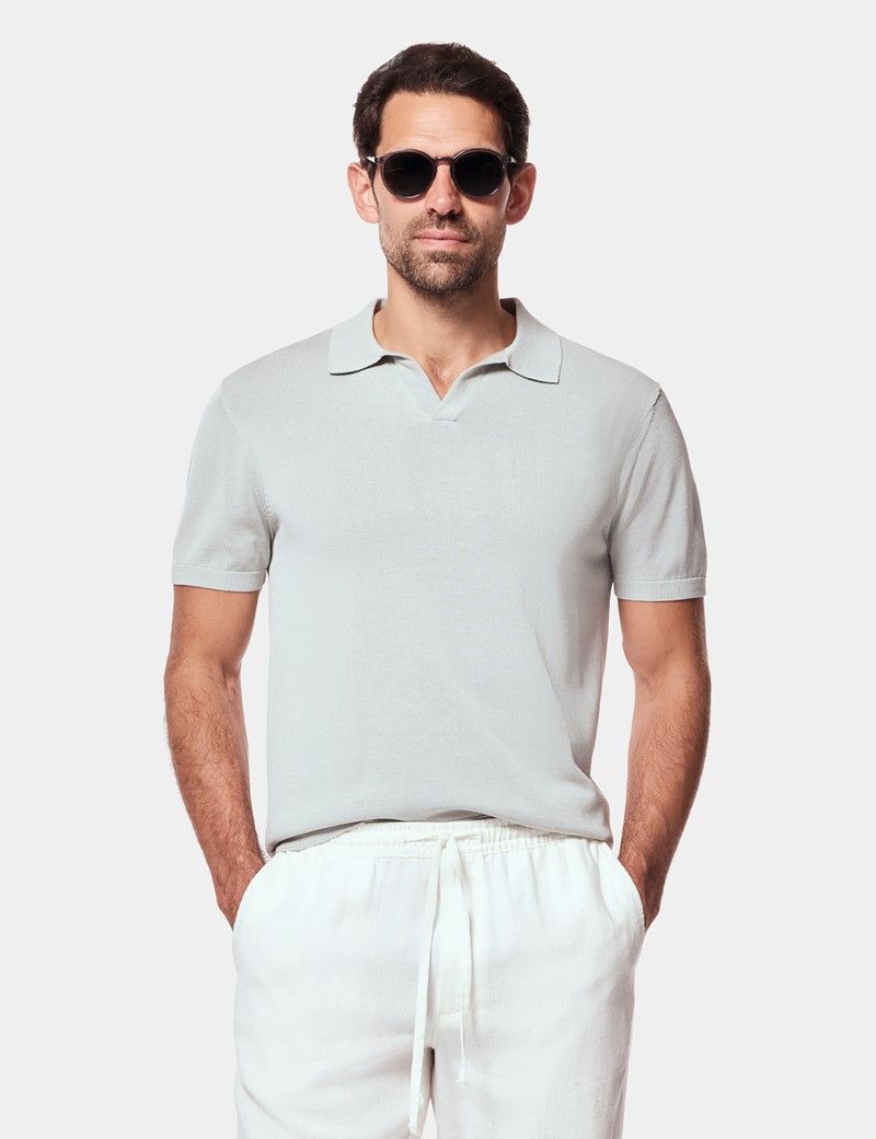 Light Sage Premium Knitted Polo Shirt