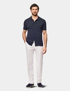 Midnight Navy Premium Button Through Knitted Polo Shirt