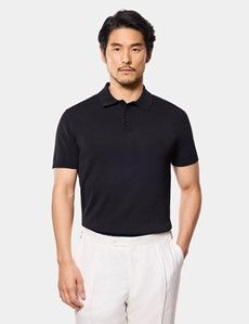 Black Premium Knitted Polo Shirt
