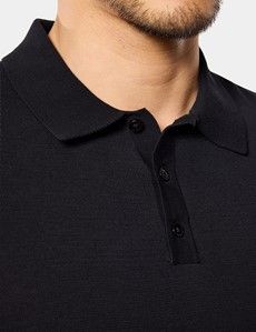 Black Premium Knitted Polo Shirt