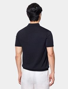 Black Premium Knitted Polo Shirt