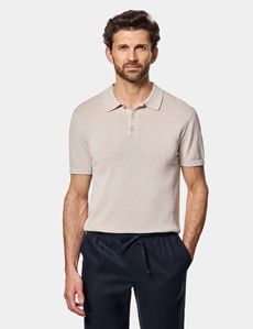 Light Taupe Premium Knitted Polo Shirt