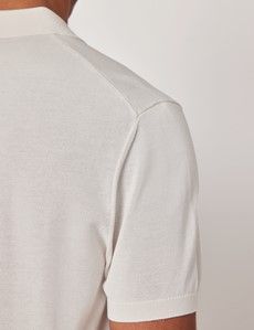 Cream Knitted Cotton Polo Shirt - Short Sleeve-preview4